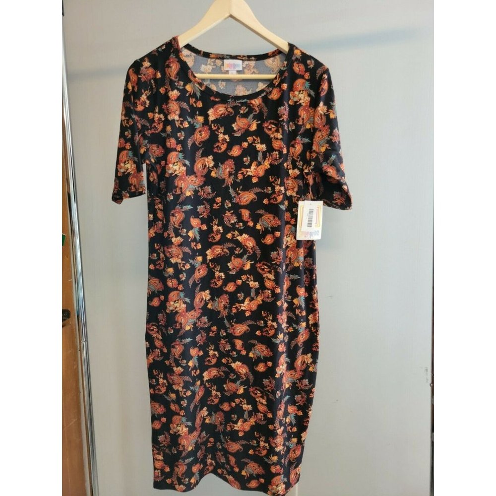 Lularoe Women's Julia T shirt Dress Multicolor Peach Floral Pattern L NWT NEW